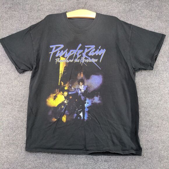 Purple Rain Prince and The Revolution Men's T-Shirt Black L Pullover Crew Neck - Picture 2 of 12